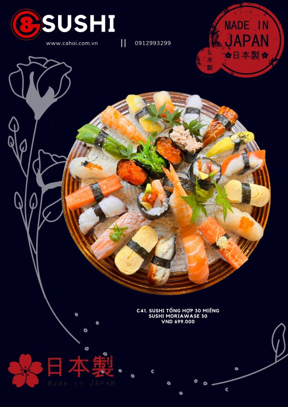 B02. Cá sống tổng hợp 30miếng G8 sashimi moriawase 30